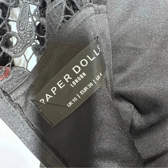 Paper Dolls London Black Off The Shoulder Frill Sleeve Crochet Lace Maxi Dress - Picture 11 of 13